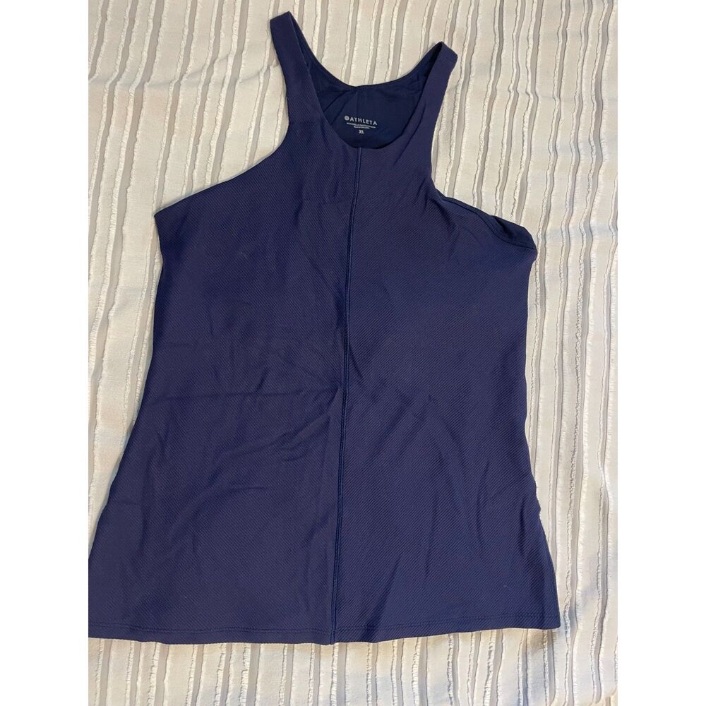 Athleta Navy Blue Ribbed Halter Tank Size XL